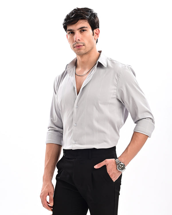 Ilyzly Monaco Pinstripe Grey Shirt