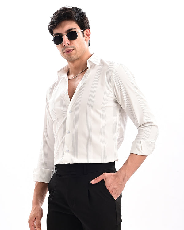 Ilyzly Monaco Pinstripe White Shirt