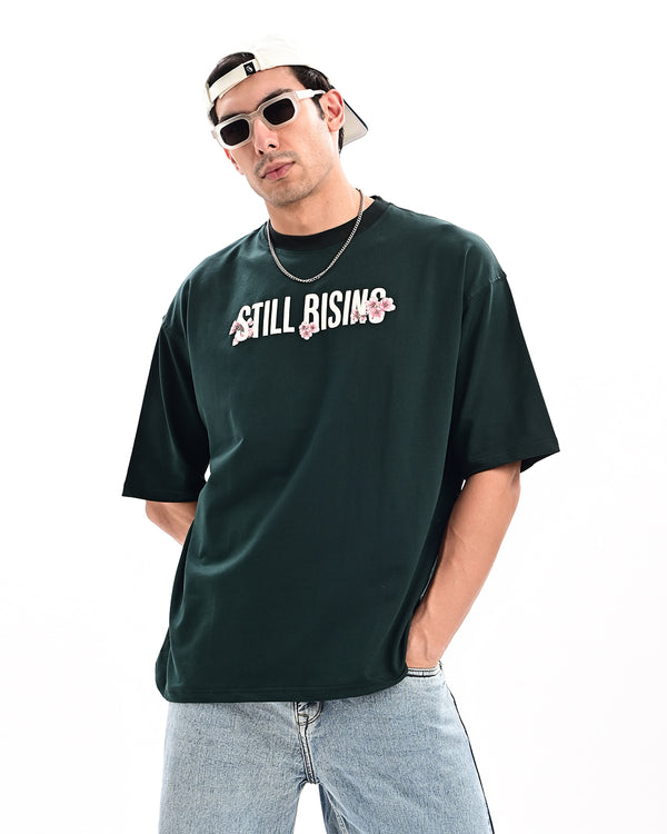 Ilyzly forest green Still Rising Printed T Shirt