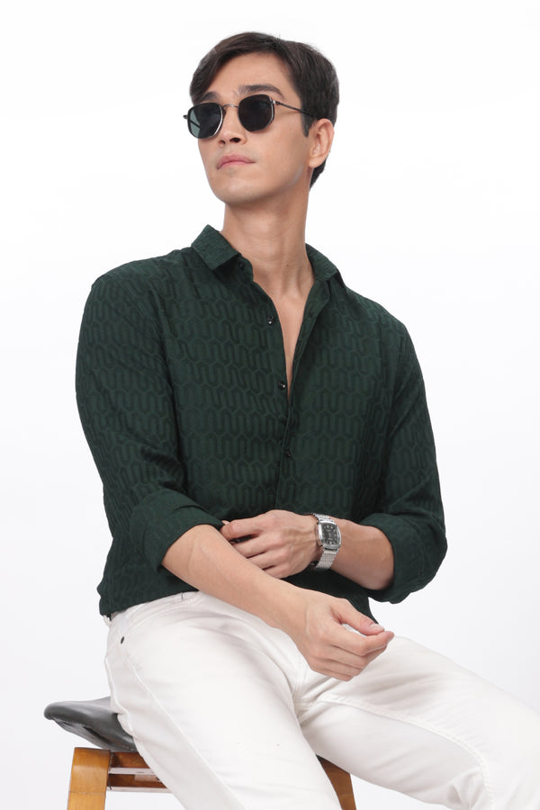 Emerald Green - Modern Fit Textured Shirt