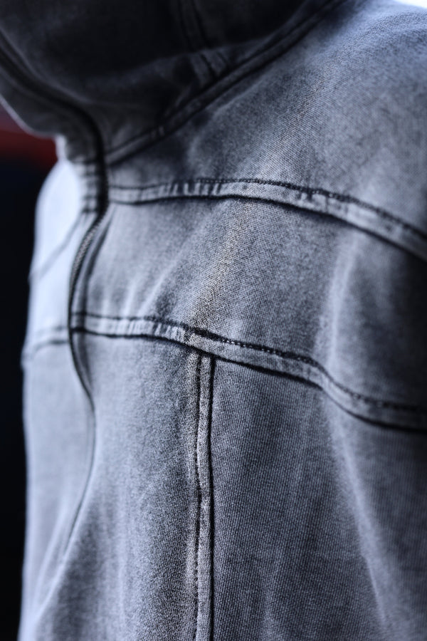 Grey Zipper Winter Hoodie
