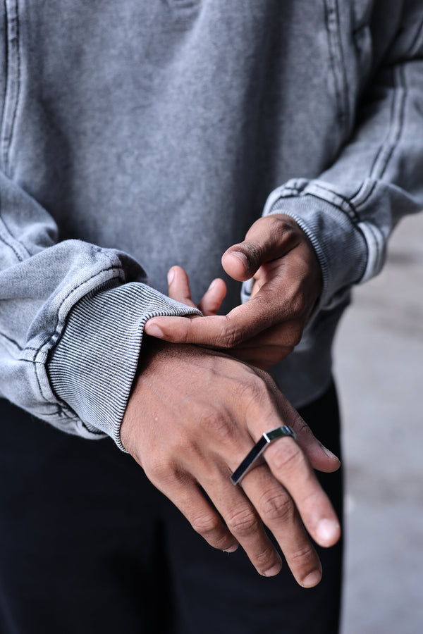 Grey Zipper Winter Hoodie