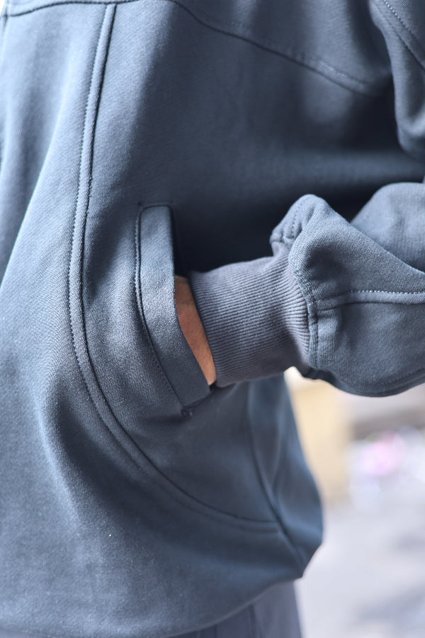 Black Zipper Winter Hoodie