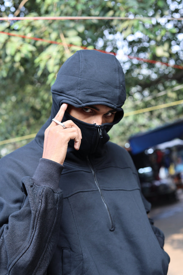 Black Zipper Winter Hoodie