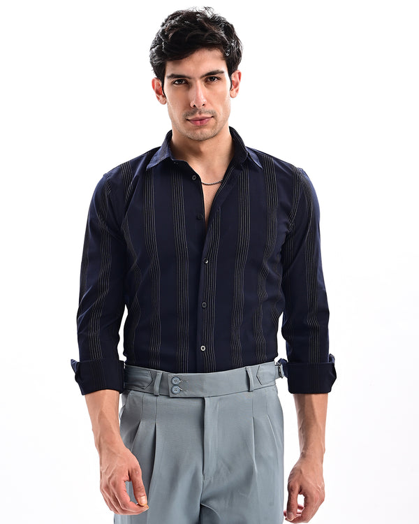 Ilyzly Monaco Pinstripe NavyBlue Shirt