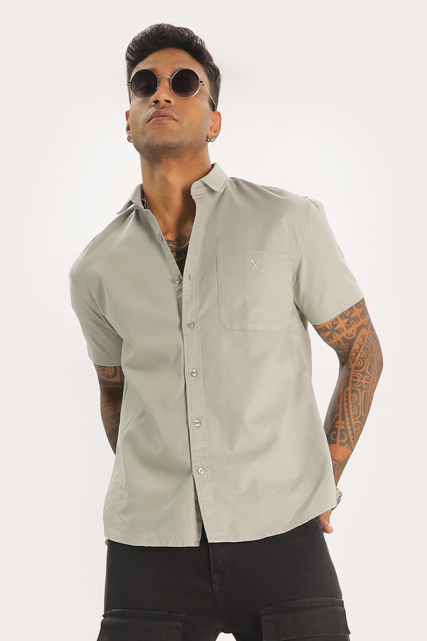 Light Gray Half Sleeve Regular Fit Shirt