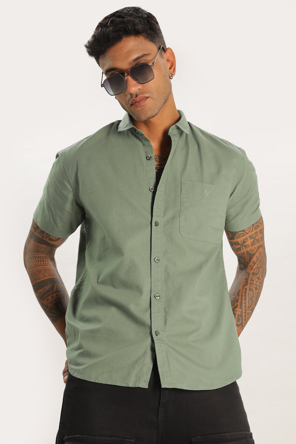 Olive Green Half Sleeve Regular Fit Shirt