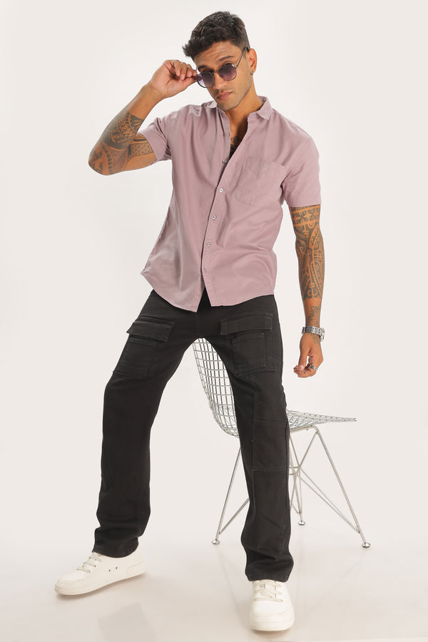 Light Purple Half Sleeve Regular Fit Shirt