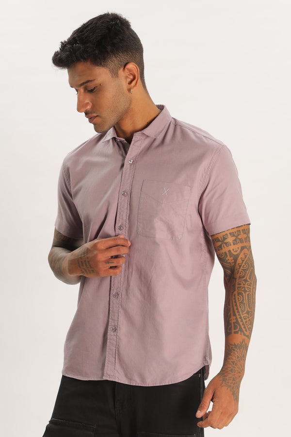 Light Purple Half Sleeve Regular Fit Shirt