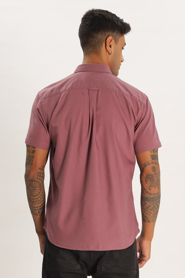 Dark Peach Half Sleeve Regular Fit Shirt