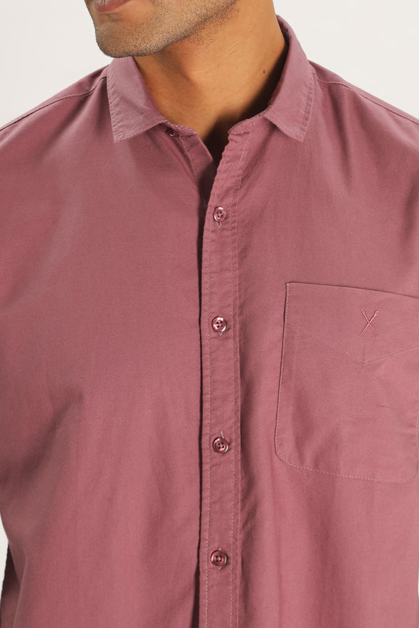 Dark Peach Half Sleeve Regular Fit Shirt