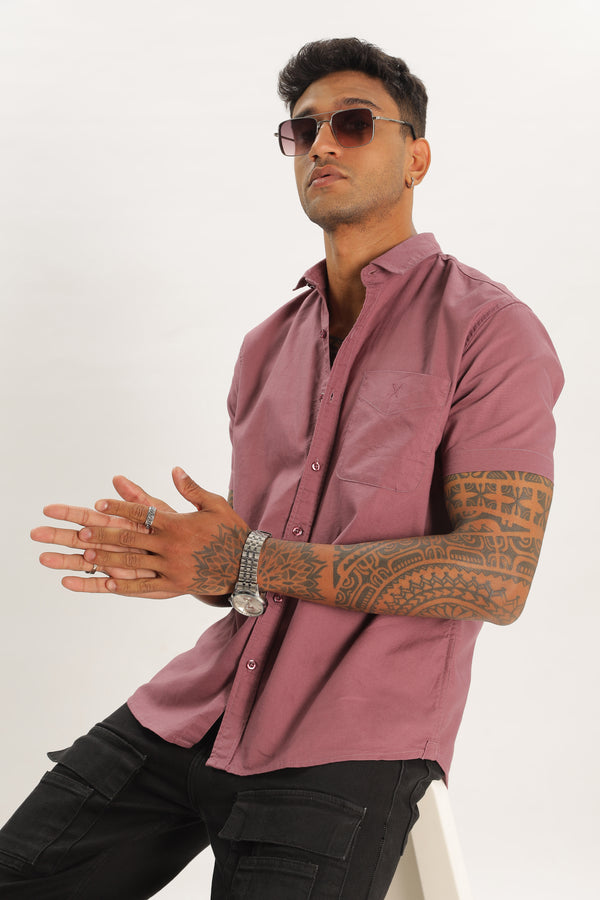 Dark Peach Half Sleeve Regular Fit Shirt