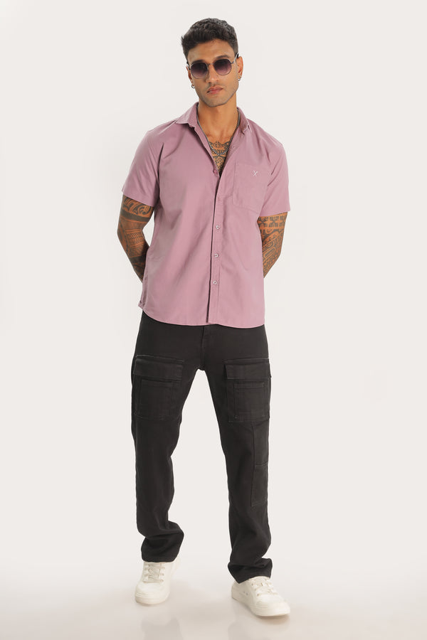 Peach Half Sleeve Regular Fit Shirt