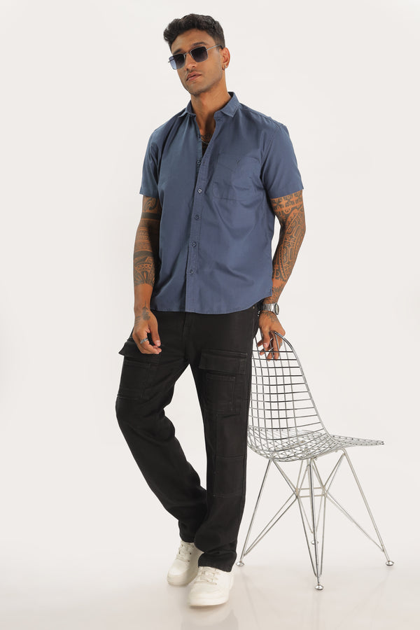 Pastel Blue Half Sleeve Regular Fit Shirt
