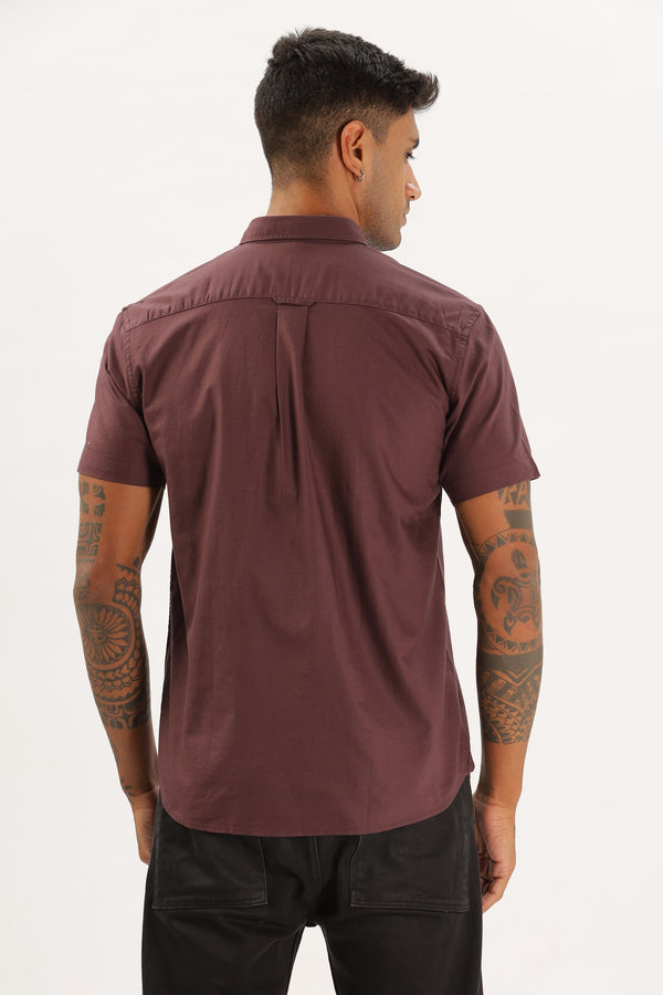 Wine Half Sleeve Regular Fit Shirt