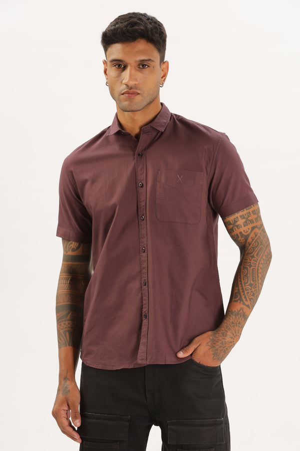 Wine Half Sleeve Regular Fit Shirt