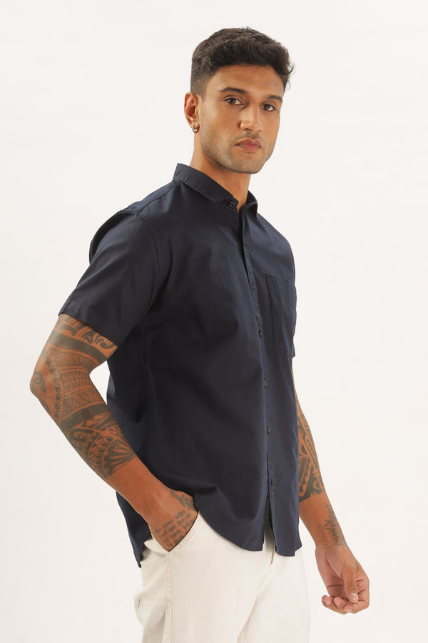 Black Half Sleeve Regular Fit Shirt