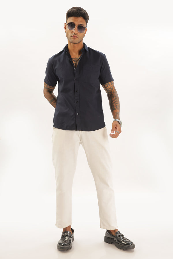 Black Half Sleeve Regular Fit Shirt