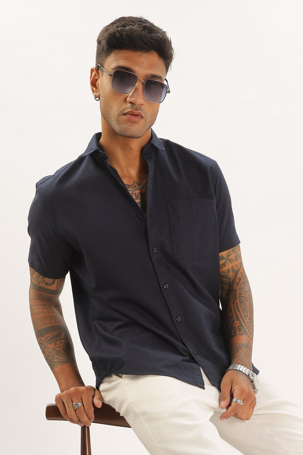 Black Half Sleeve Regular Fit Shirt