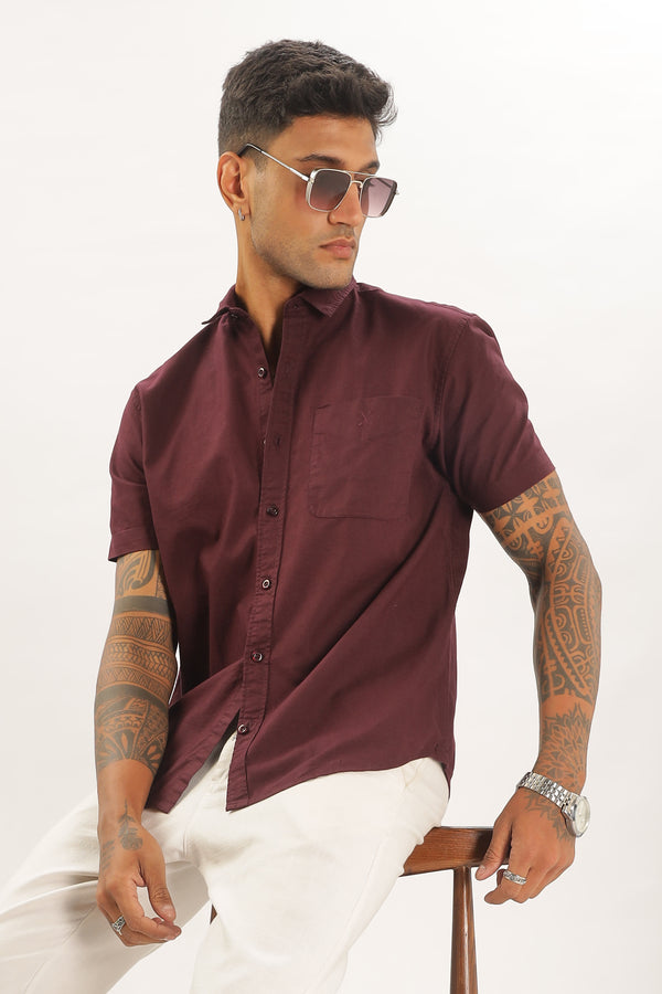 Maroon Half Sleeve Regular Fit Shirt