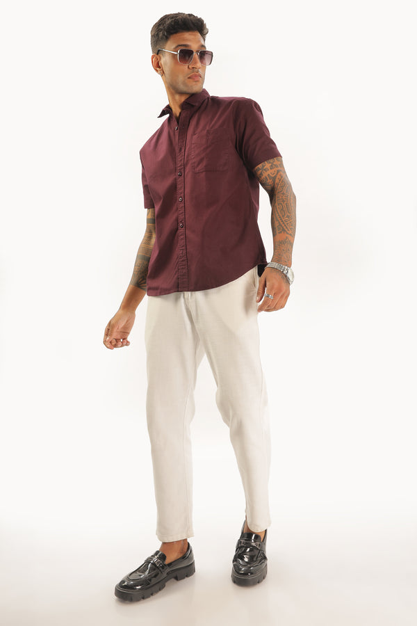 Maroon Half Sleeve Regular Fit Shirt