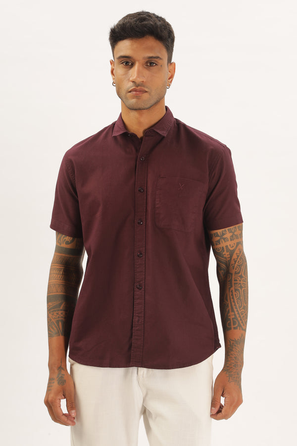 Maroon Half Sleeve Regular Fit Shirt