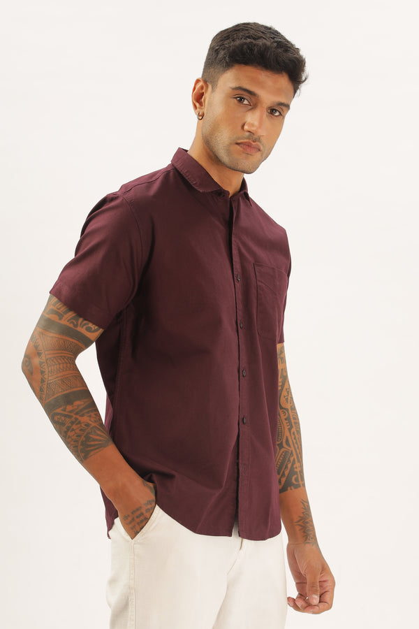 Maroon Half Sleeve Regular Fit Shirt