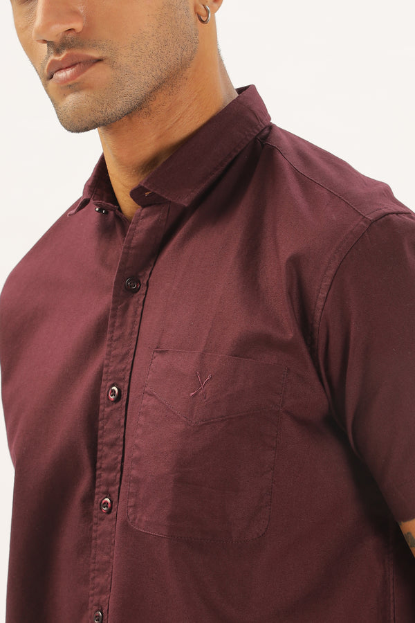Maroon Half Sleeve Regular Fit Shirt