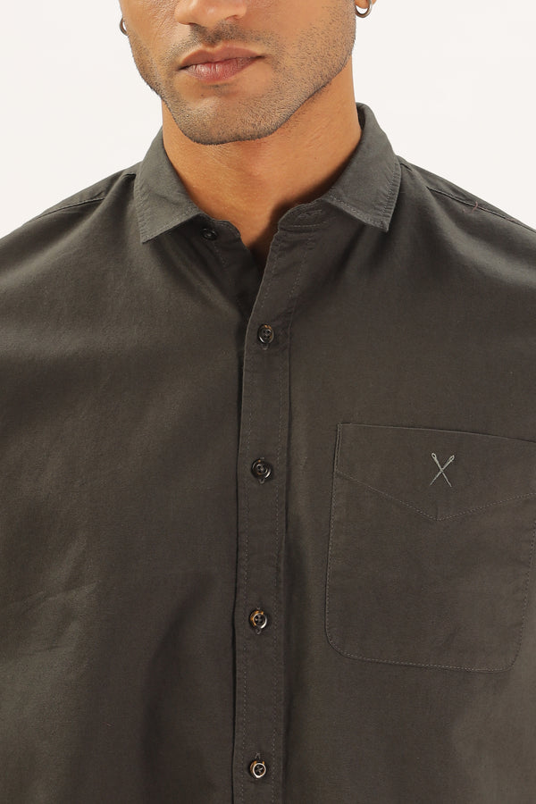 Army Green Half Sleeve Regular Fit Shirt