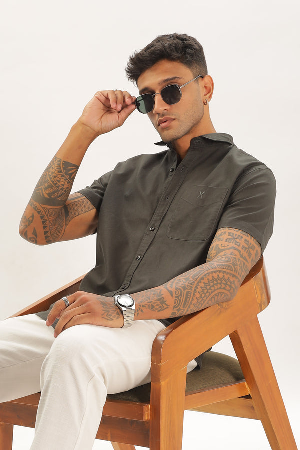 Dark Green Half Sleeve Regular Fit Shirt