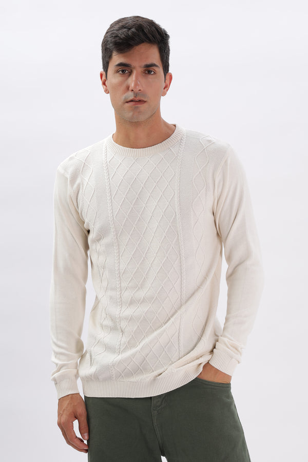 Winter Weave Knit T-Shirt: White