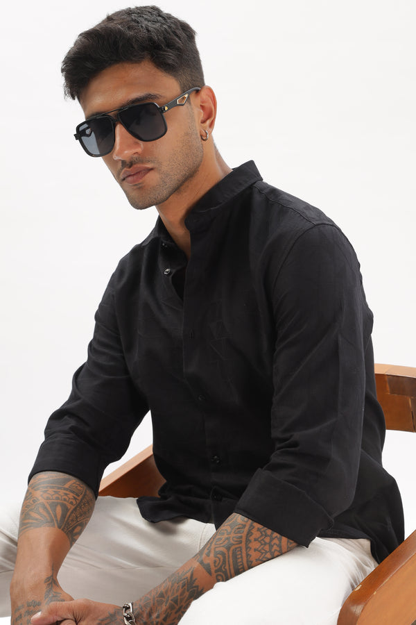 Black Textured Party Wear Shirt