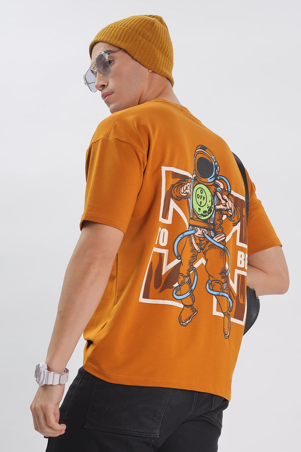 Cosmic Journey Drop Shoulder T-Shirt - Orange