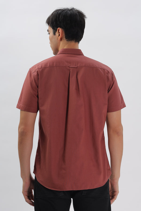 Brick Red Half Sleeve Regular Fit Shirt