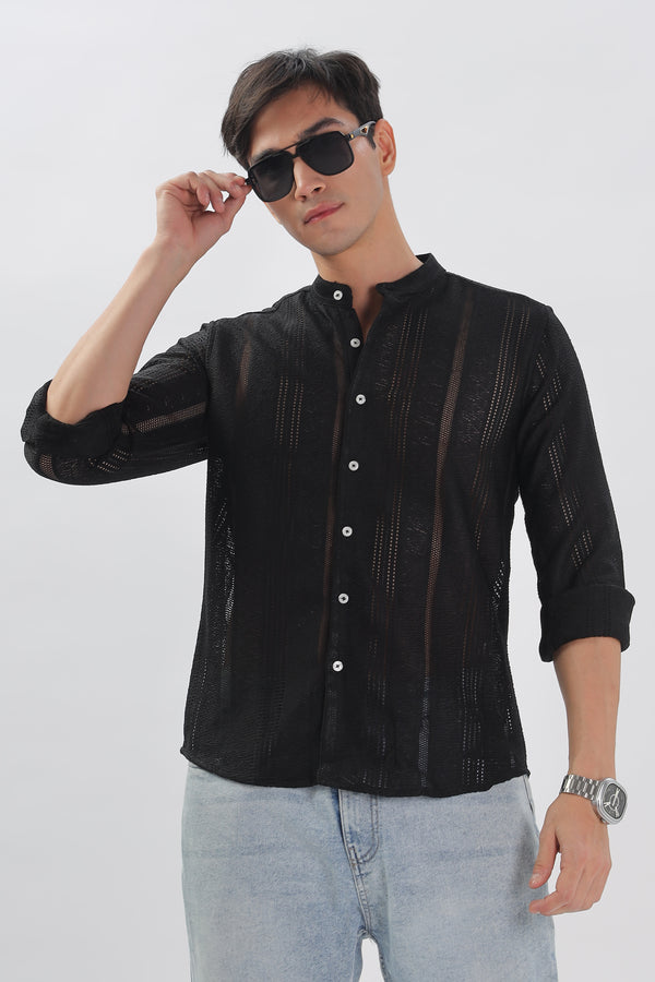 Black Jacquard Knit Shirt