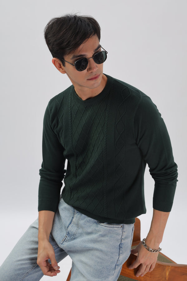 Winter Weave Knit T-Shirt: Dark Green