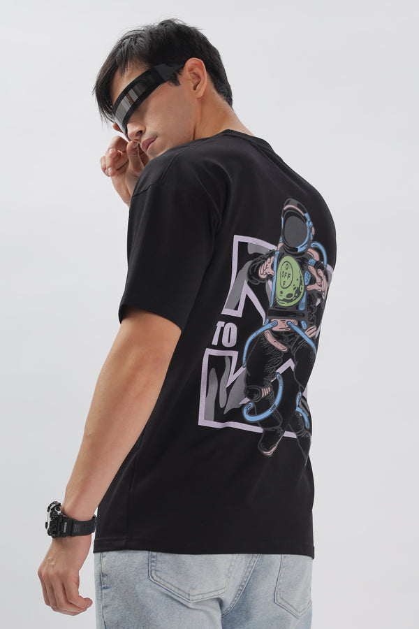 Cosmic Journey Drop Shoulder T-Shirt: Black