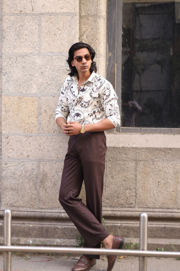 Cream Full Sleeve Wing Printed Shirt