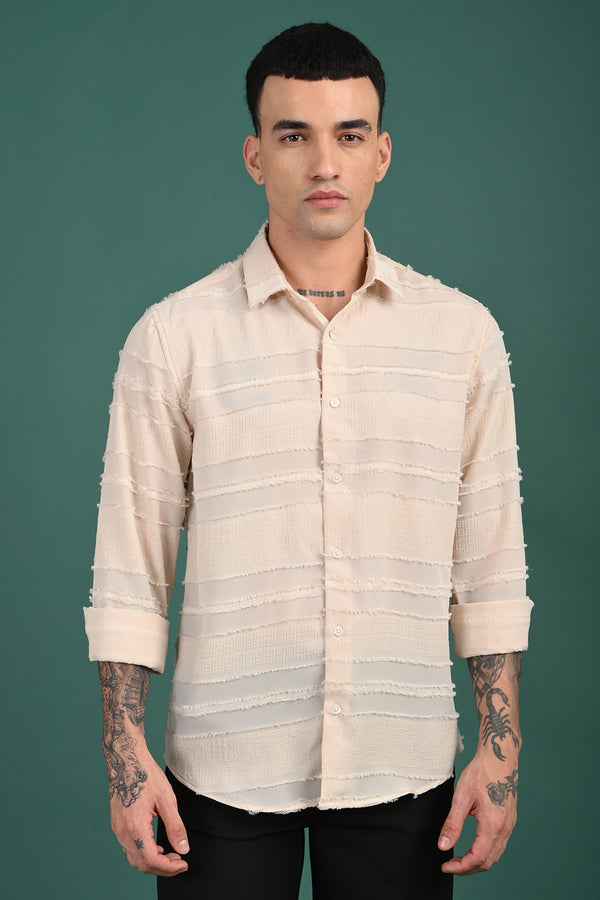 Sandal Horizontal Stripe Self Design Shirt