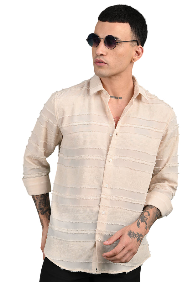 Sandal Horizontal Stripe Self Design Shirt