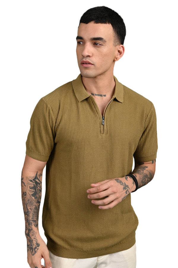 Mustard Yellow Quarter Zip T-Shirt