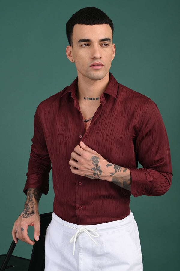 Maroon Lines Pattern Design Shirt