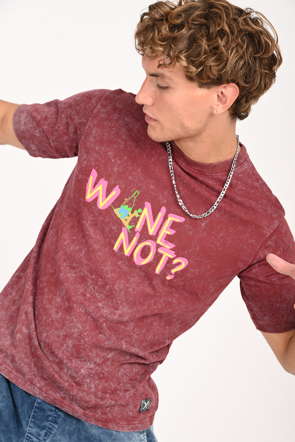 IZI Maroon Wine Not Print T-Shirt