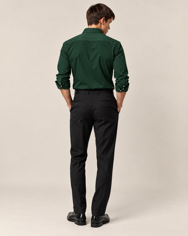 Ilyzly Bottle Green Classic Satin Plain Formal Shirt