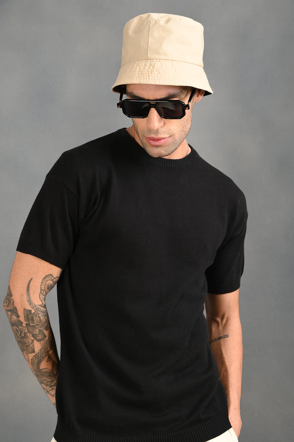 IZI Black Plain T-Shirt
