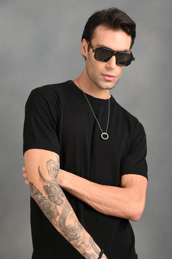 IZI Black Plain T-Shirt