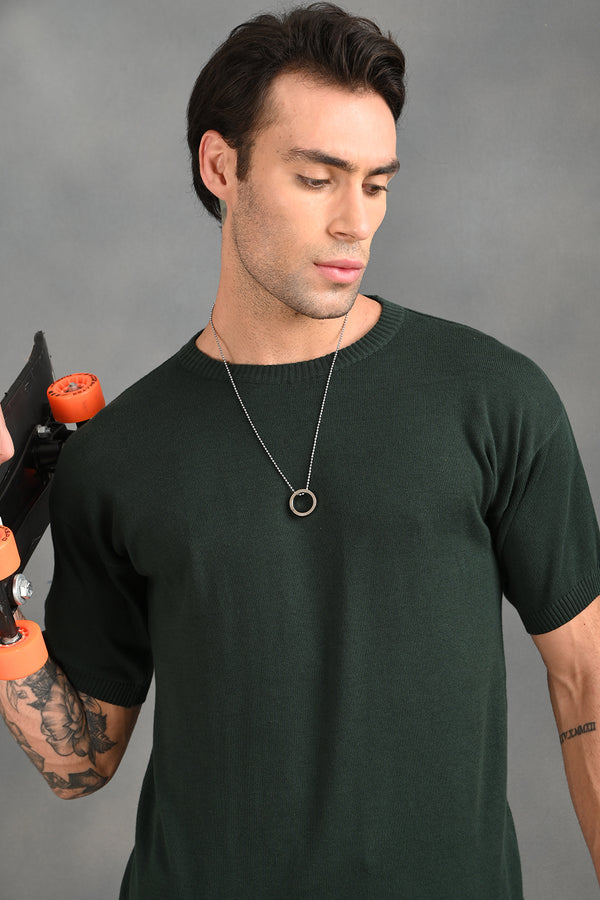IZI Dark Green Plain T-Shirt