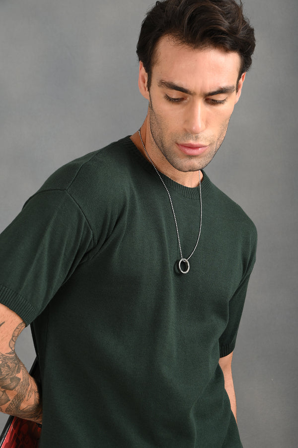 IZI Dark Green Plain T-Shirt