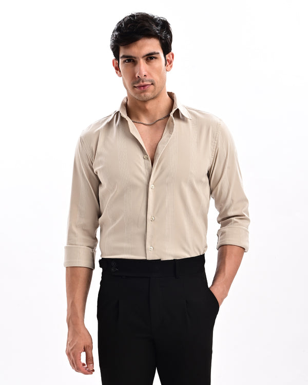 Ilyzly Monaco Pinstripe Cream Shirt