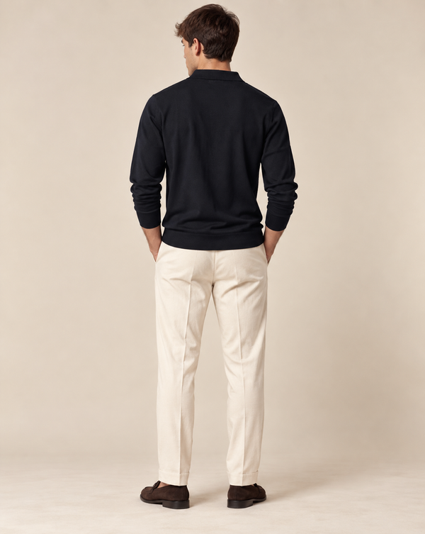 Ilyzly Black Classic Ribbed Polo T Shirt